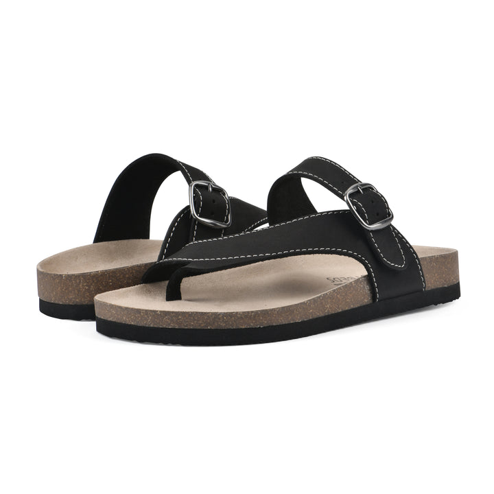 Carly Footbeds Sandal - Black Leather