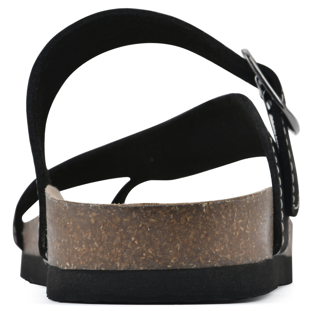 Carly Footbeds Sandal - Black Leather