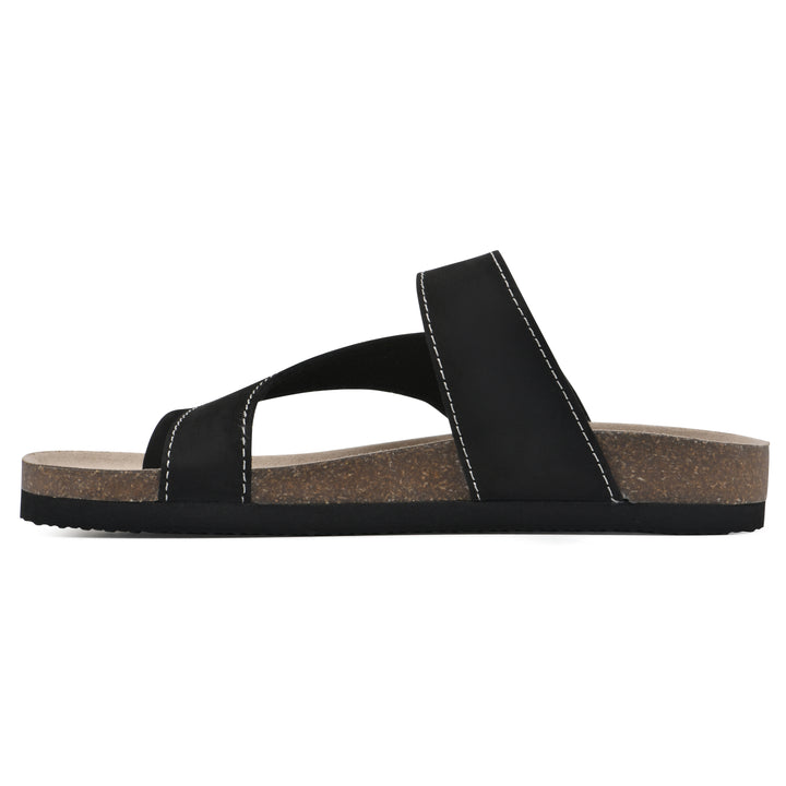 Carly Footbeds Sandal - Black Leather