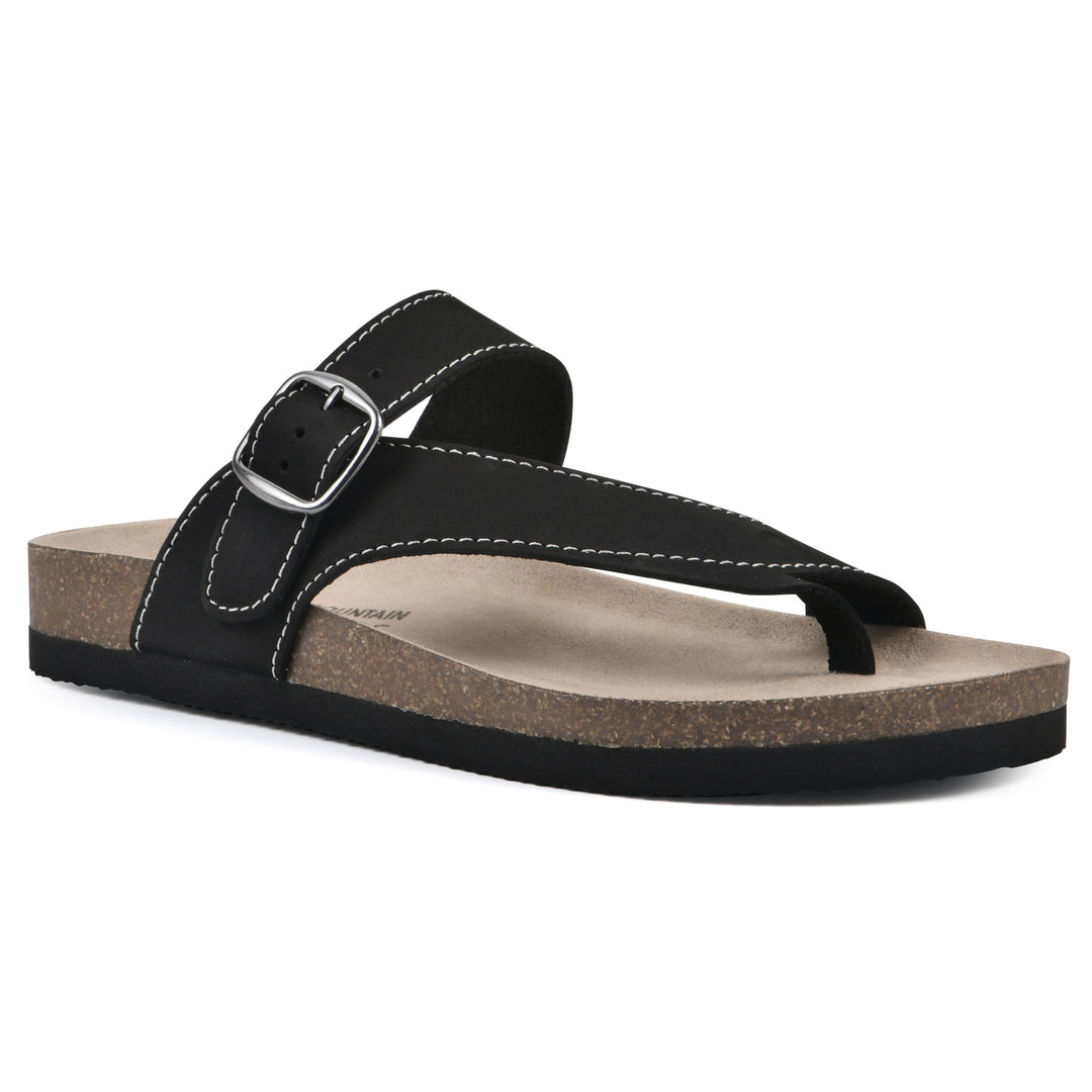 Carly Footbeds Sandal - Black Leather