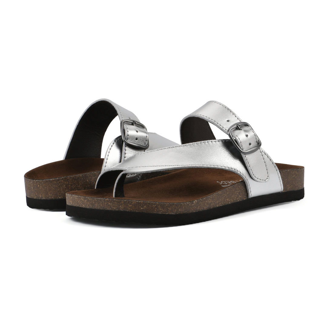 Carly Footbeds Sandal - Silver Leather