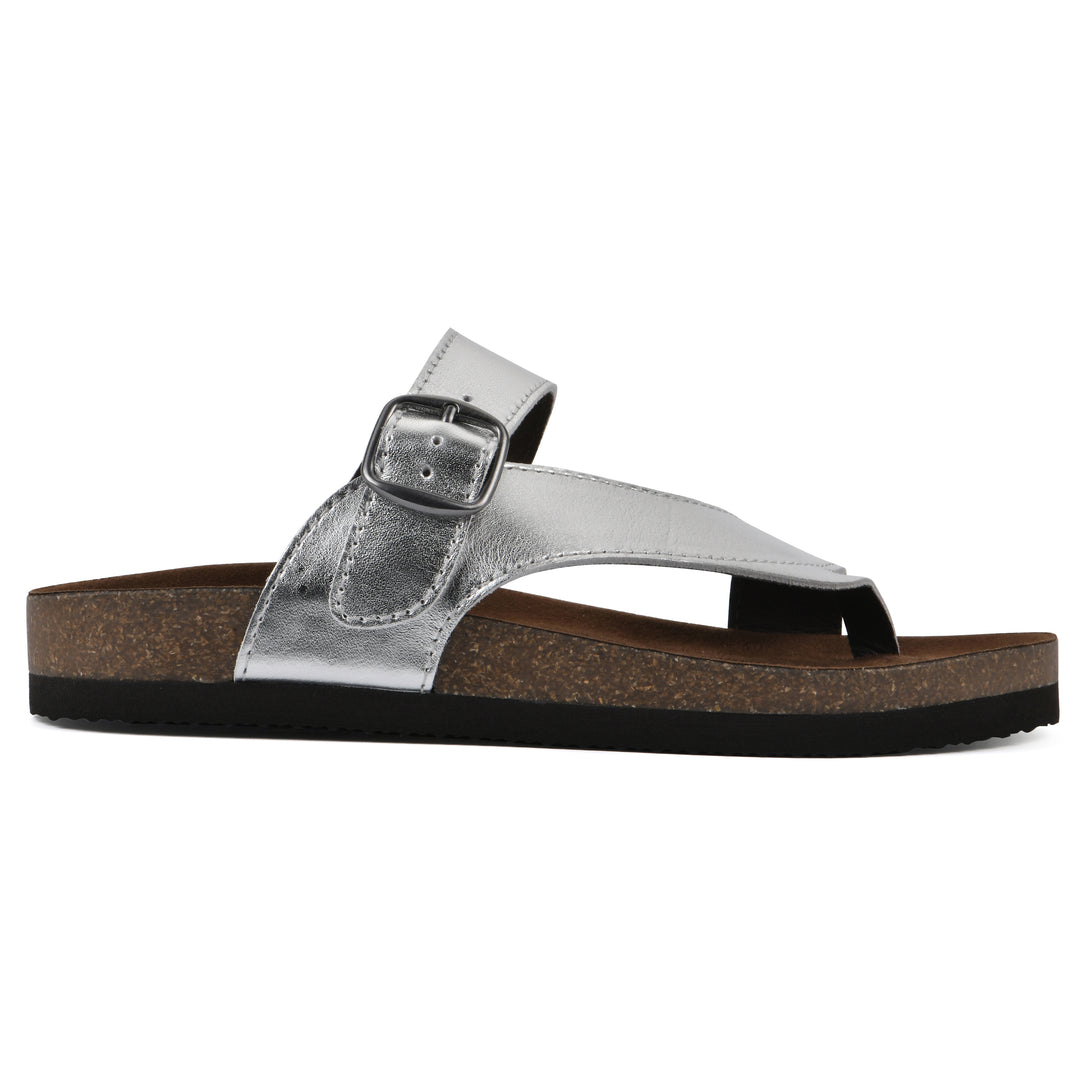 Carly Footbeds Sandal - Silver Leather