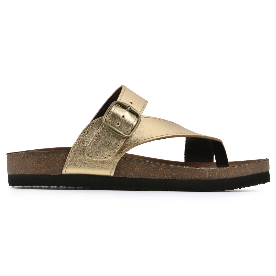 Carly Footbeds Sandal - Antique Gold Leather