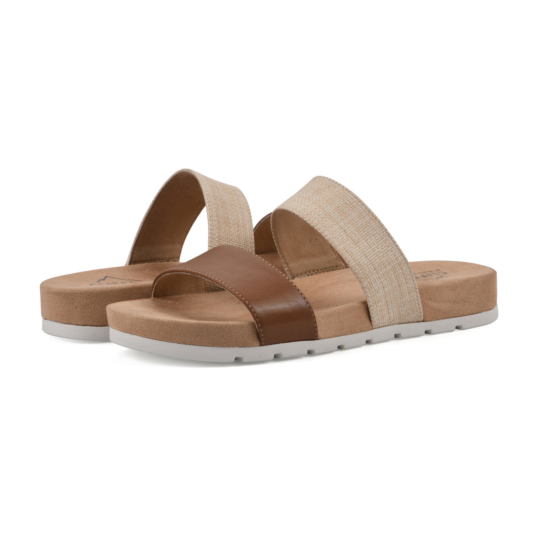 Tahlie Sandal - Tan Woven and Brown Raffia