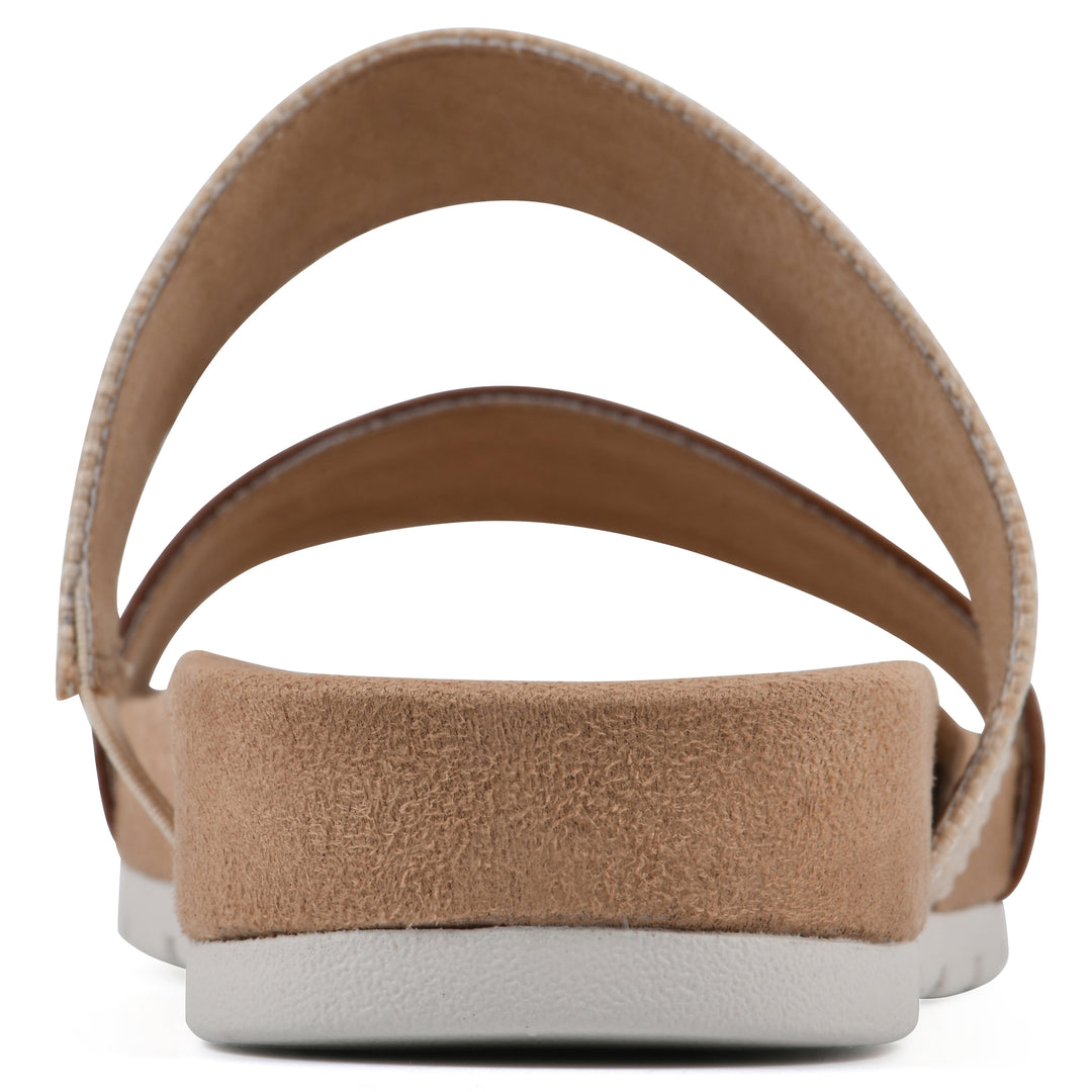 Tahlie Sandal - Tan Woven and Brown Raffia