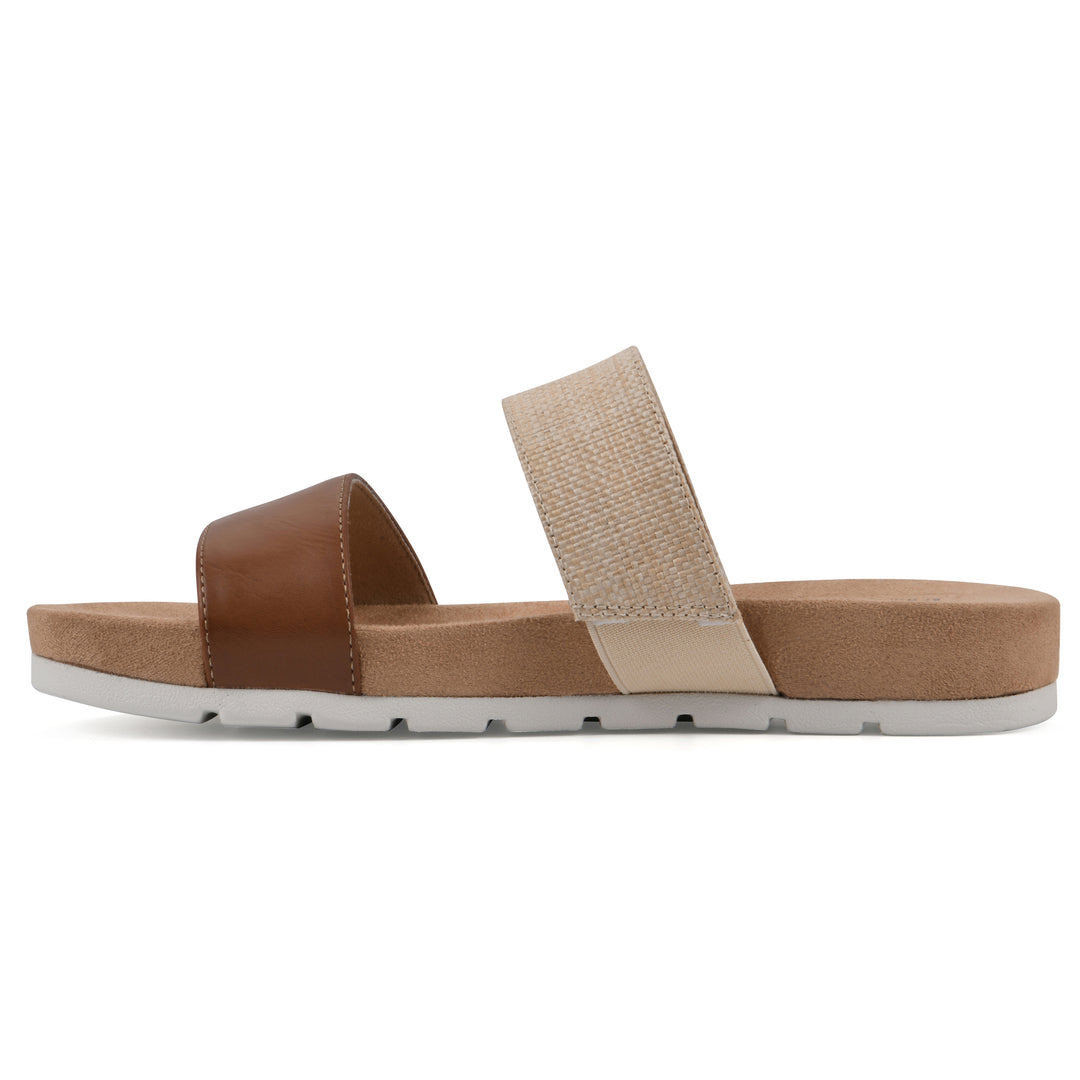 Tahlie Sandal - Tan Woven and Brown Raffia