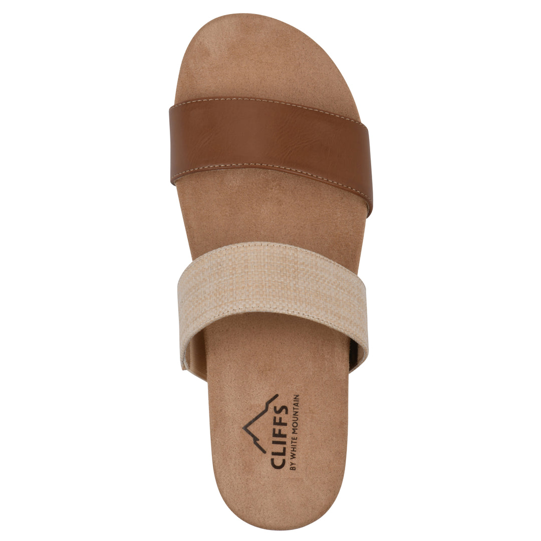 Tahlie Sandal - Tan Woven and Brown Raffia