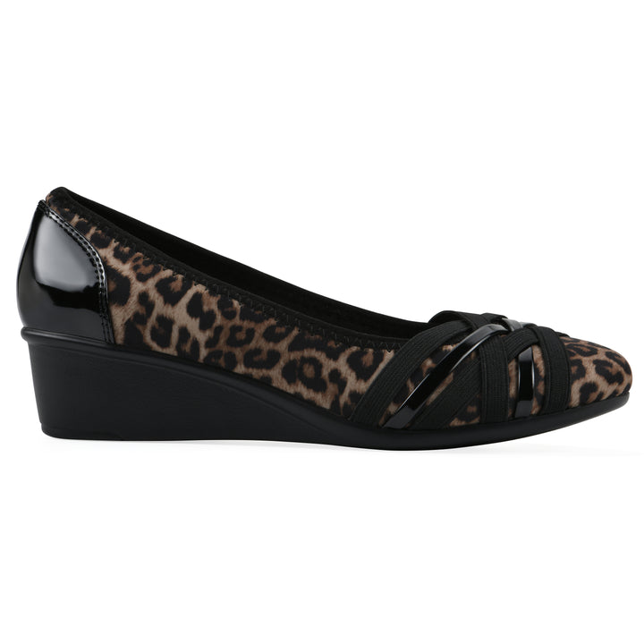 Bowie Wedge - Tan Leopard Print Nylon