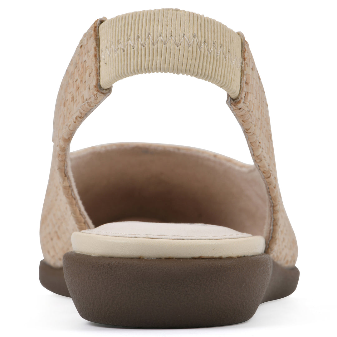 Memory Slingback Flat - Beige Raffia