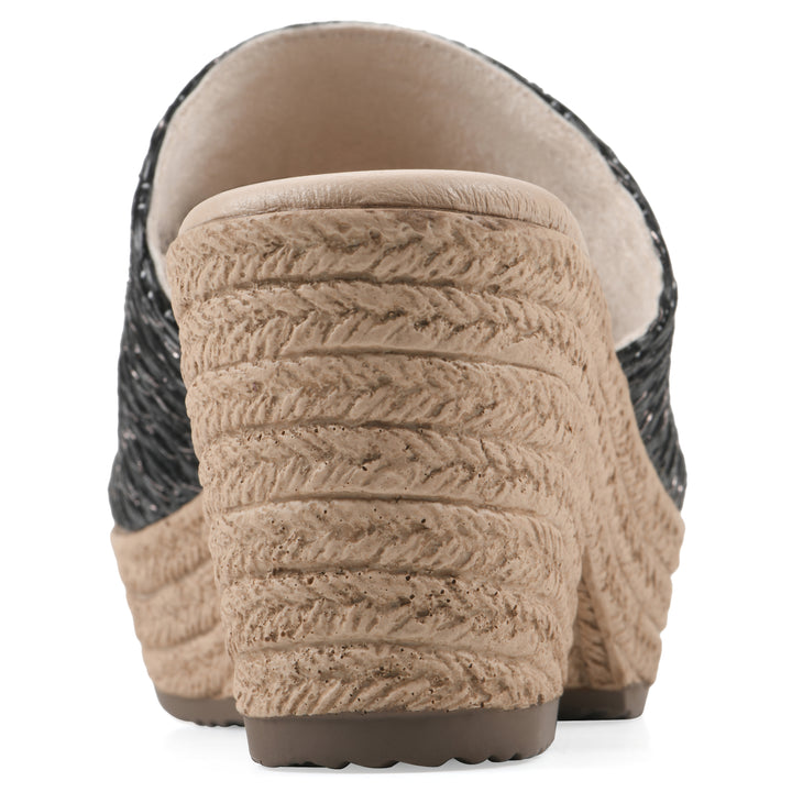 Biancia Heeled Sandal - Black Metallic Fabric