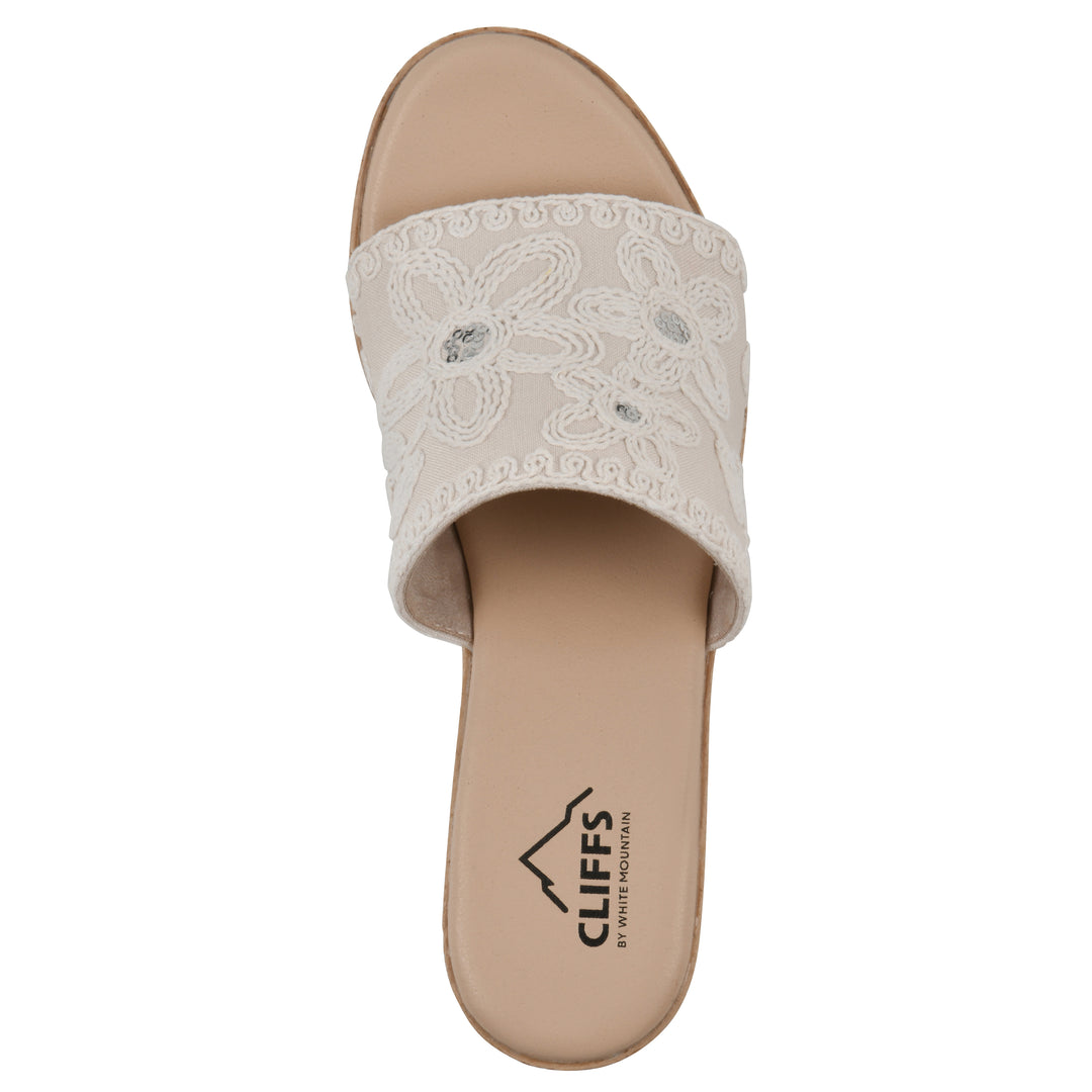 Biancia Heeled Sandal -  Natural and White Fabric