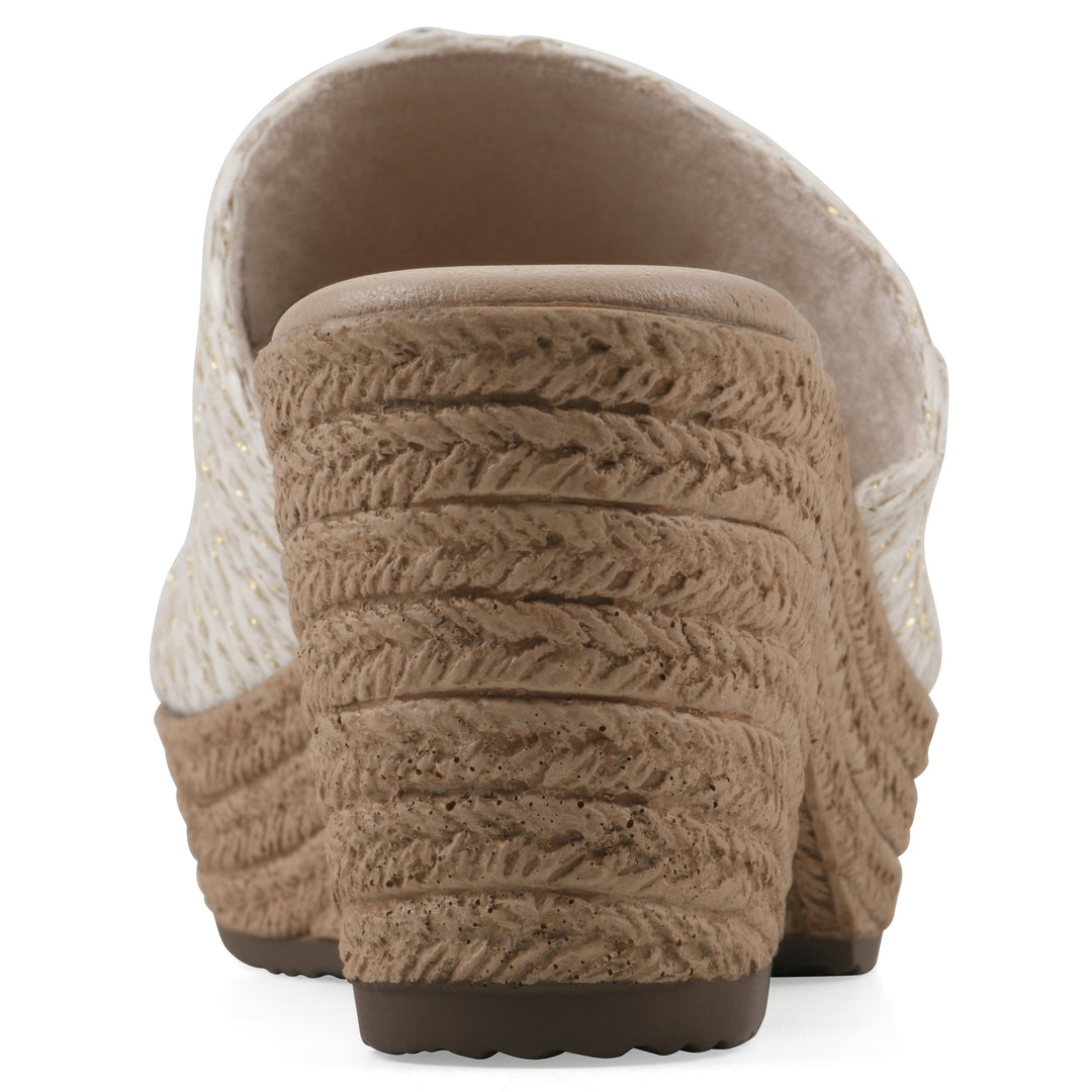 Biancia Heeled Sandal - White Metallic Fabric