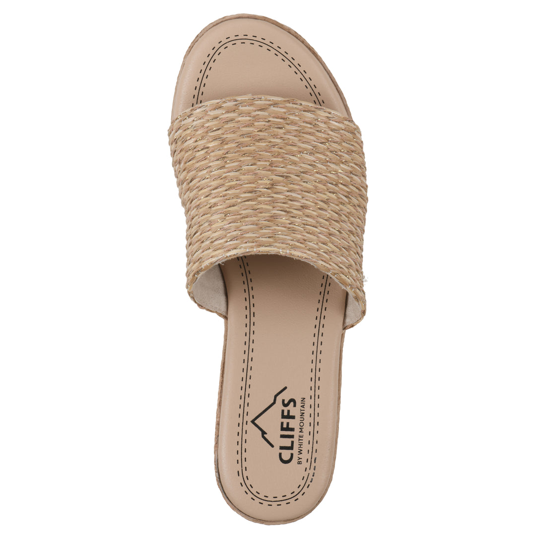 Biancia Heeled Sandal - Natural Metallic Fabric