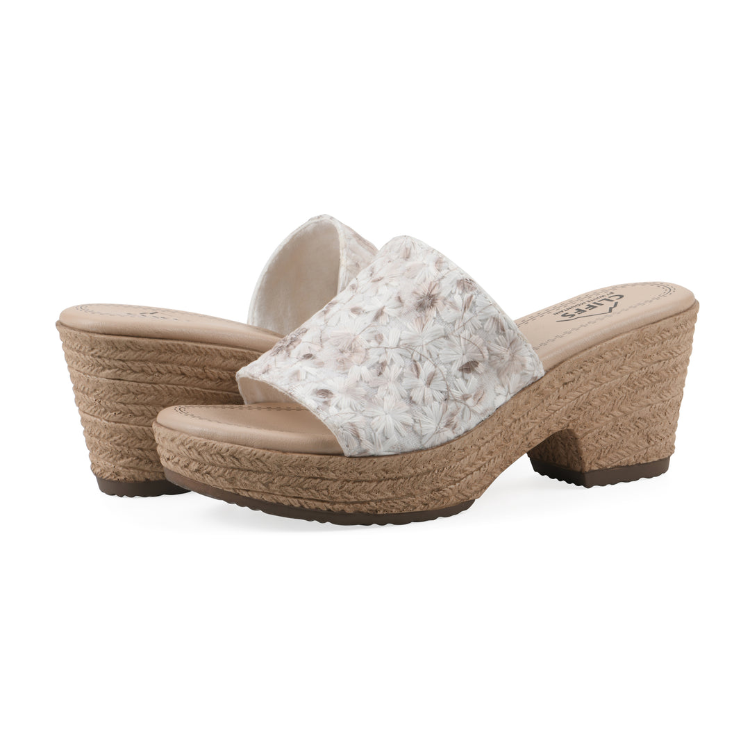 Biancia Heeled Sandal - White Floral Fabric