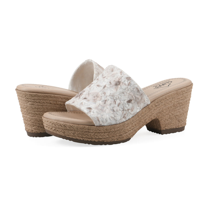 Biancia Heeled Sandal - White Floral Fabric
