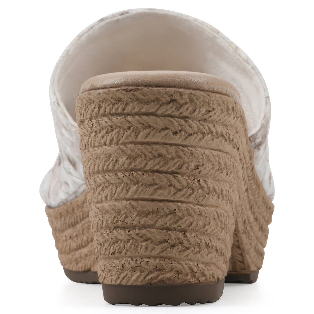 Biancia Heeled Sandal - White Floral Fabric