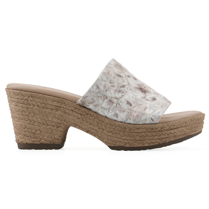 Biancia Heeled Sandal - White Floral Fabric