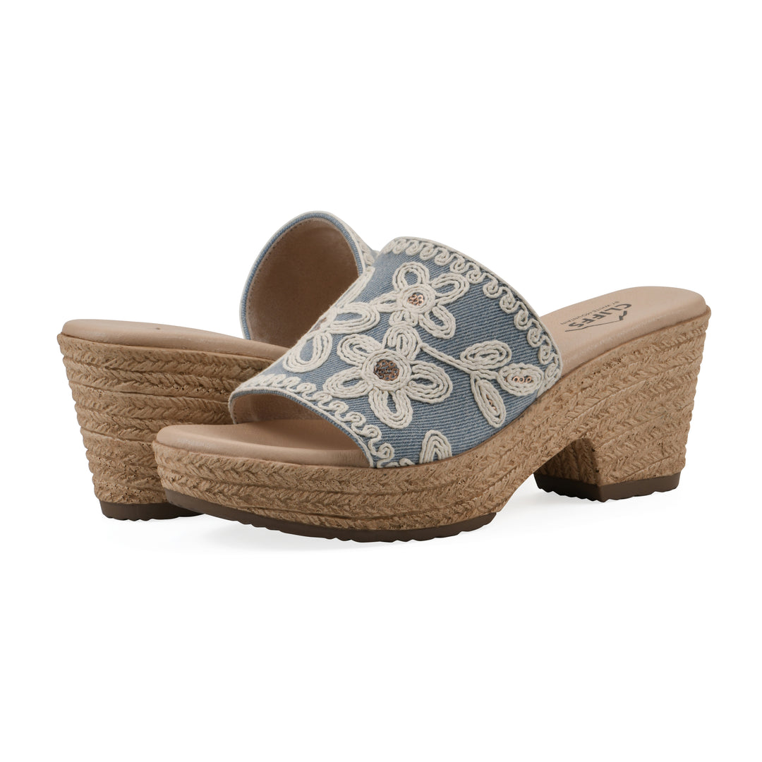 Biancia Heeled Sandal - Denim Blue Fabric