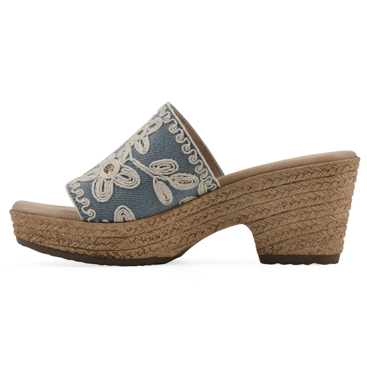 Biancia Heeled Sandal - Denim Blue Fabric