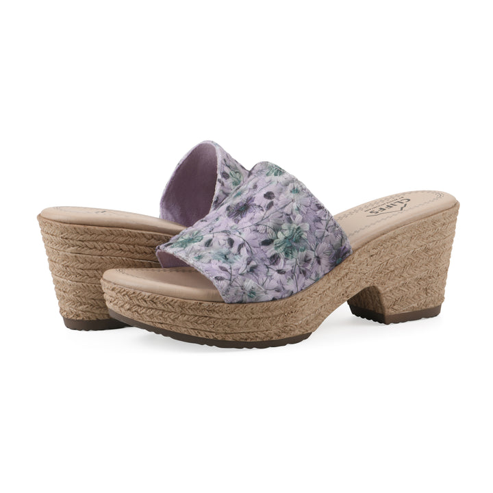 Biancia Heeled Sandal - Lavender Floral Fabric
