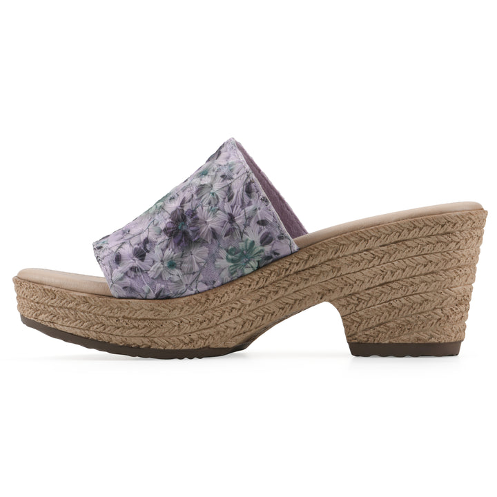 Biancia Heeled Sandal - Lavender Floral Fabric