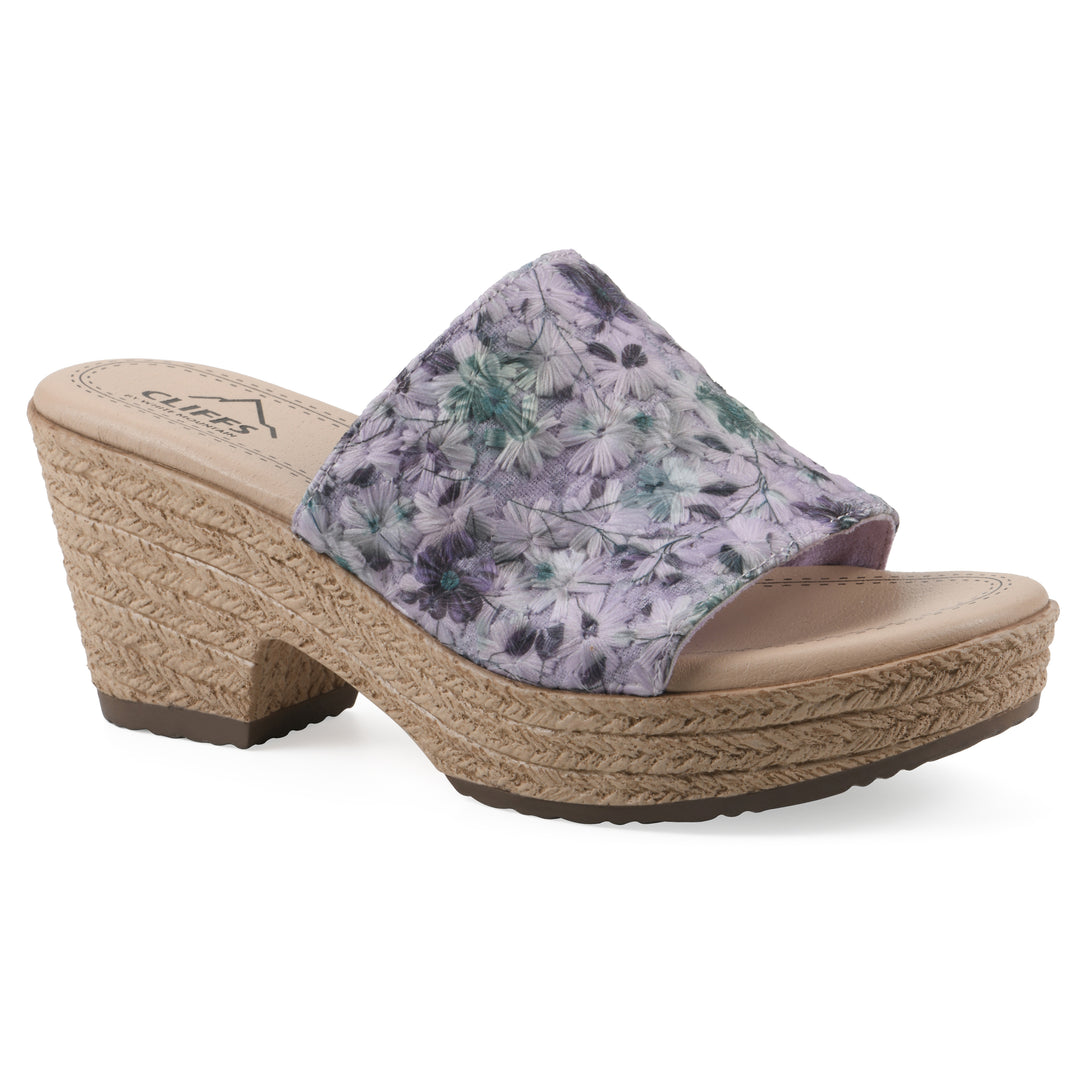 Biancia Heeled Sandal - Lavender Floral Fabric