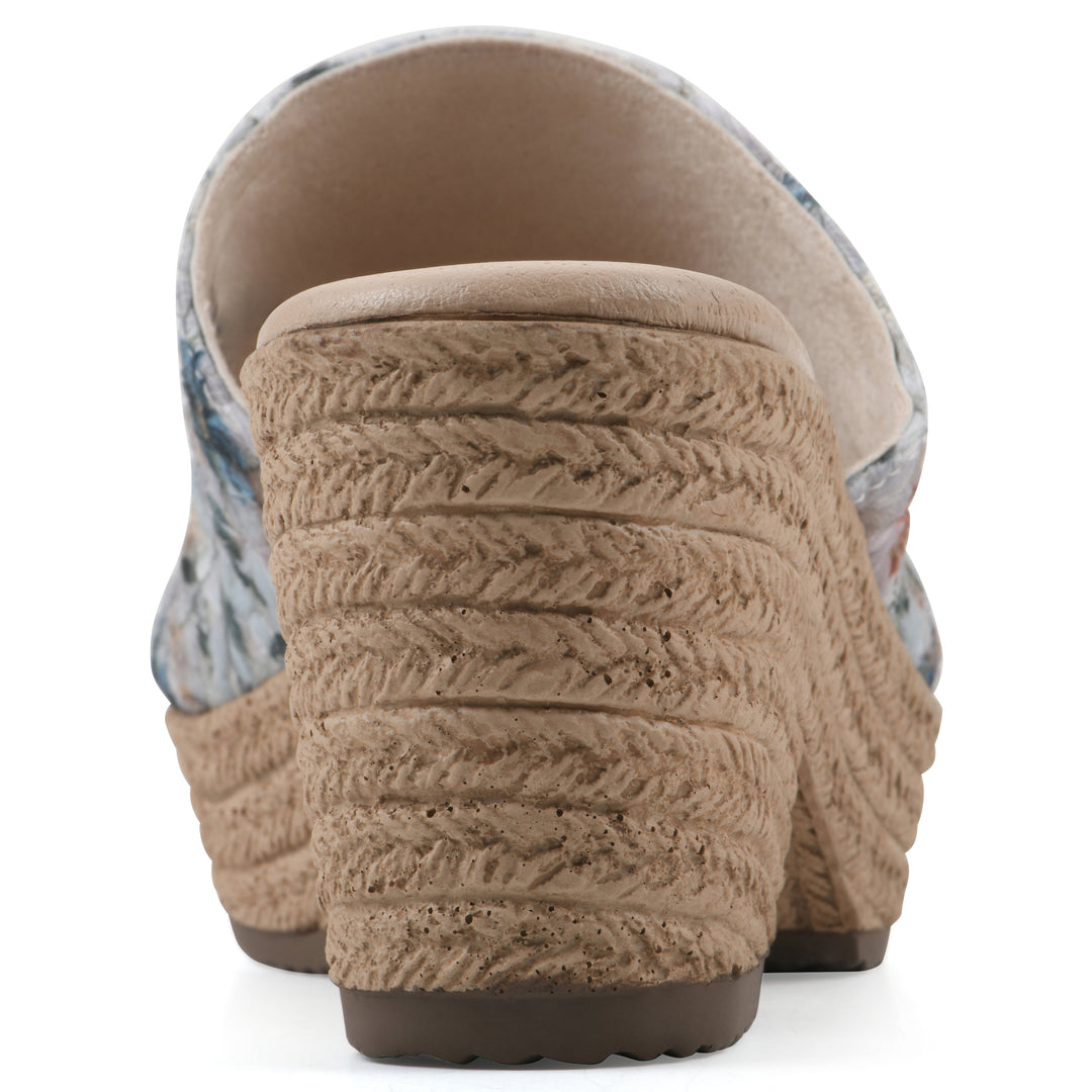 Biancia Heeled Sandal - Light Blue Floral Fabric