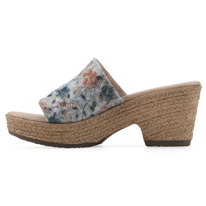 Biancia Heeled Sandal - Light Blue Floral Fabric