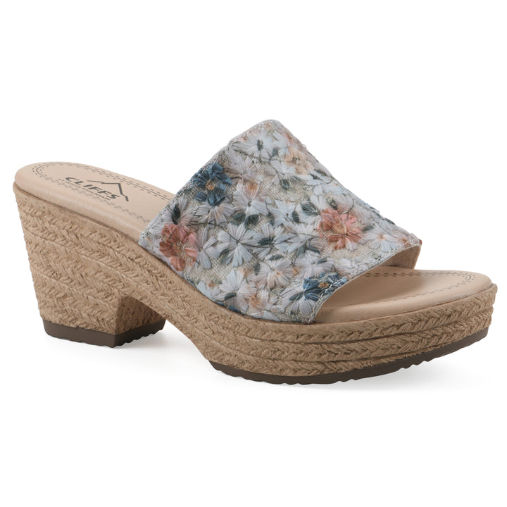 Biancia Heeled Sandal - Light Blue Floral Fabric
