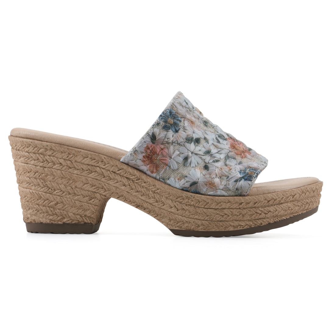 Biancia Heeled Sandal - Light Blue Floral Fabric