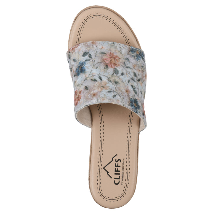 Biancia Heeled Sandal - Light Blue Floral Fabric