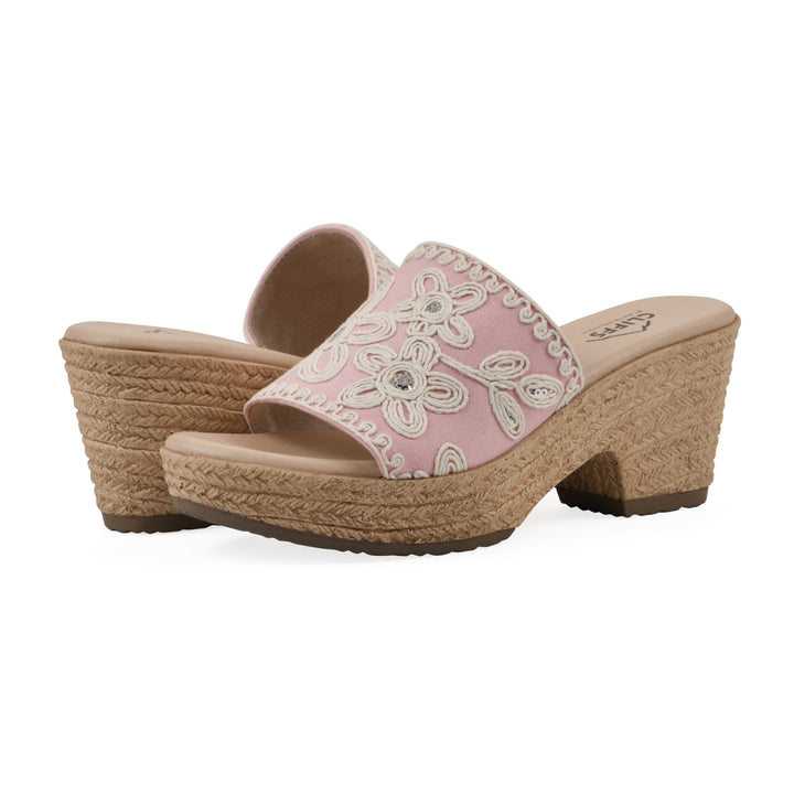 Biancia Heeled Sandal -  Light Pink Fabric
