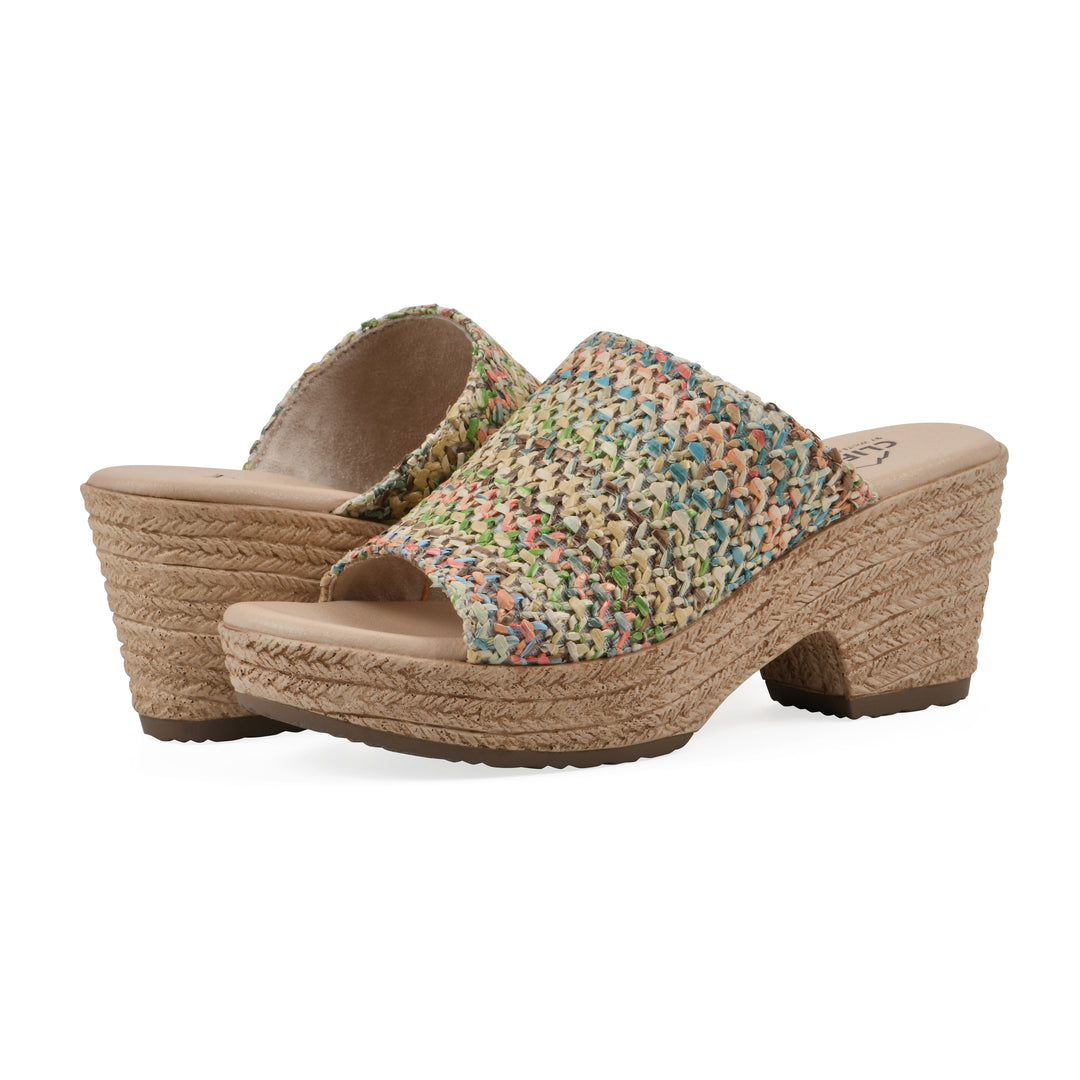 Biando Heeled Sandal - Multi Raffia