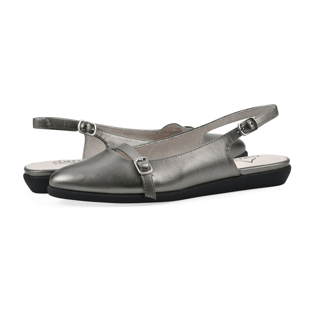 Miloni Slingback Flat - Pewter Metallic