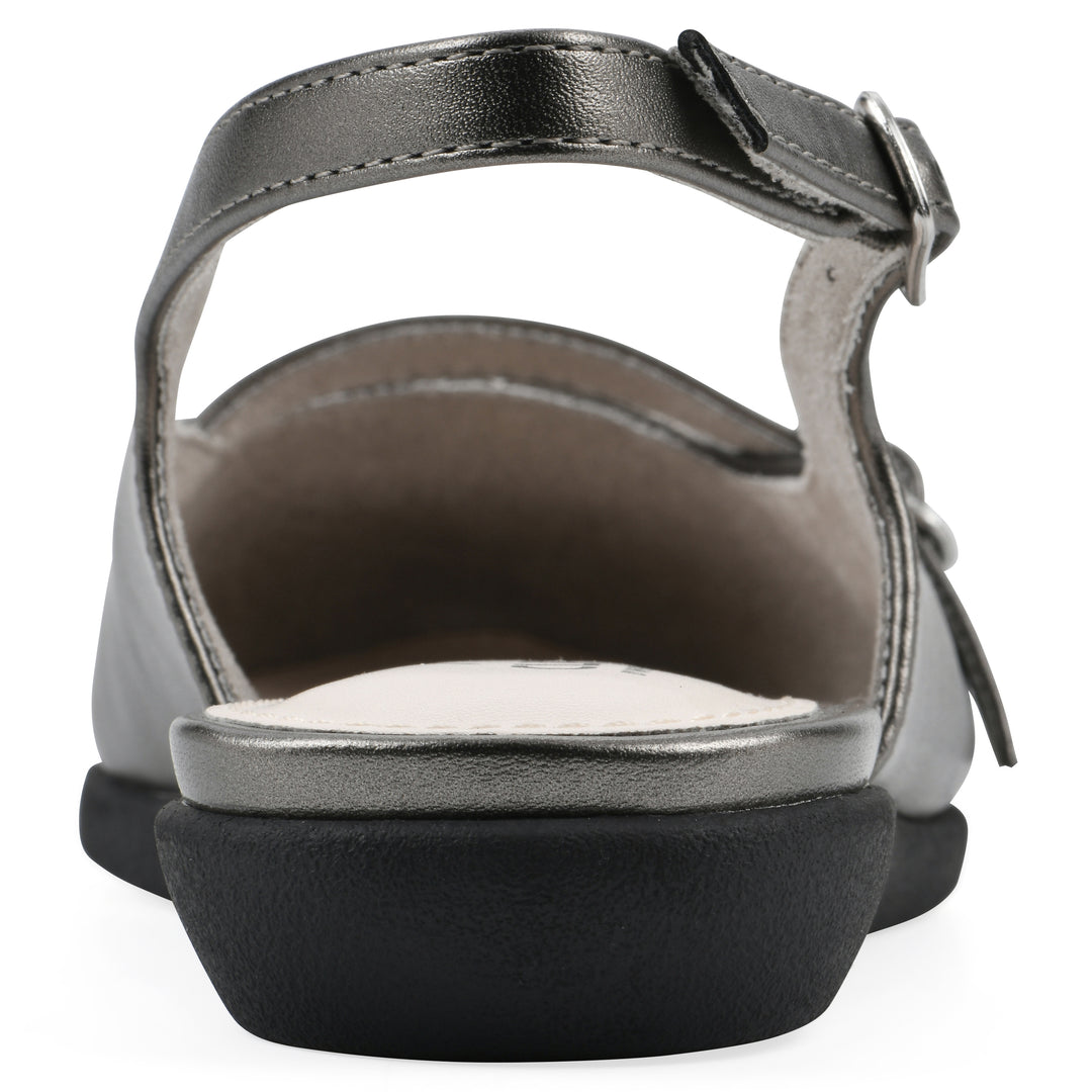 Miloni Slingback Flat - Pewter Metallic