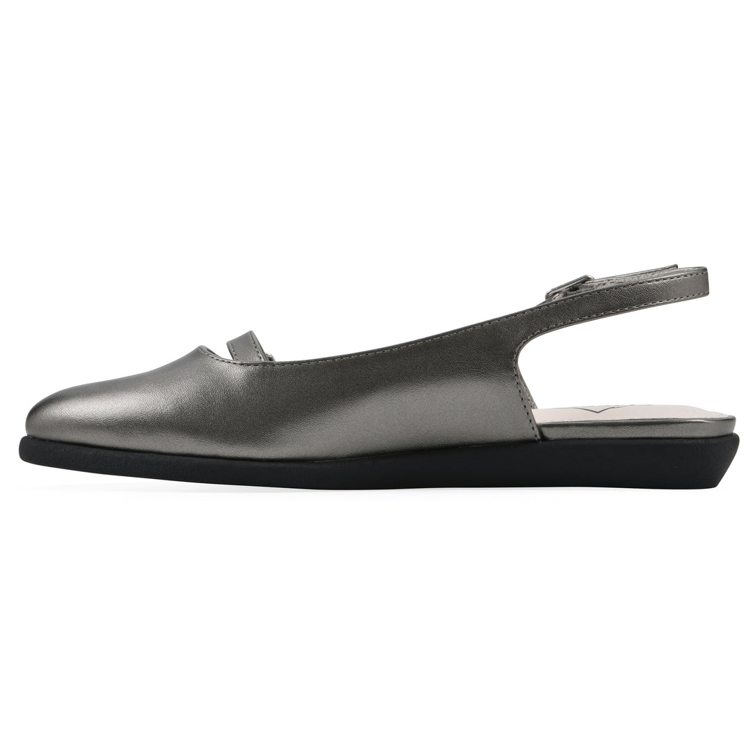 Miloni Slingback Flat - Pewter Metallic