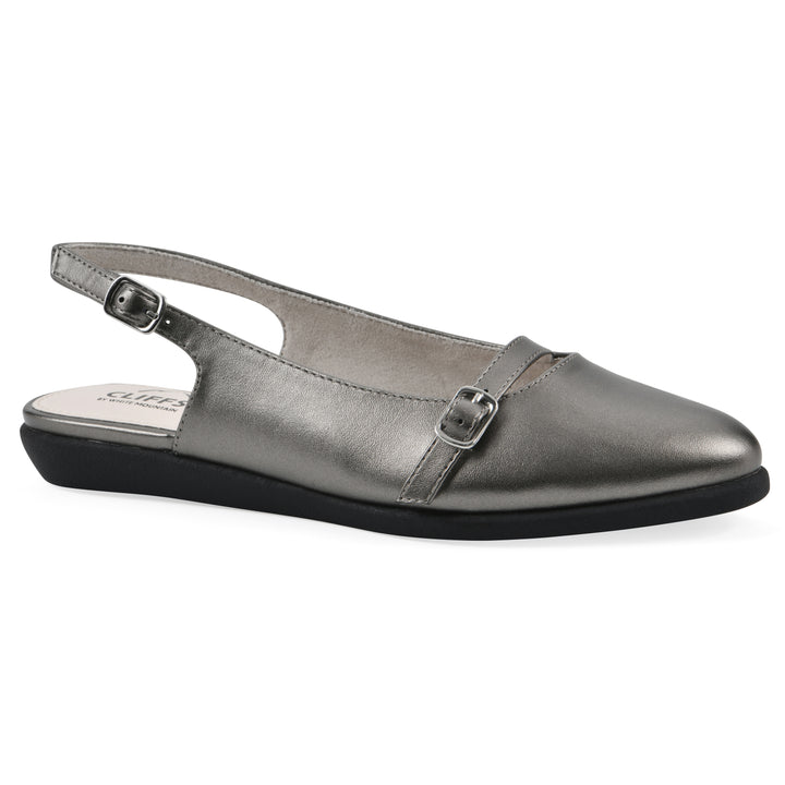 Miloni Slingback Flat - Pewter Metallic