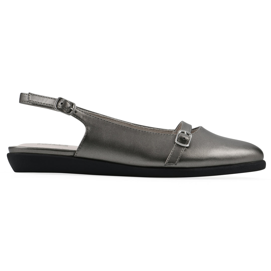 Miloni Slingback Flat - Pewter Metallic