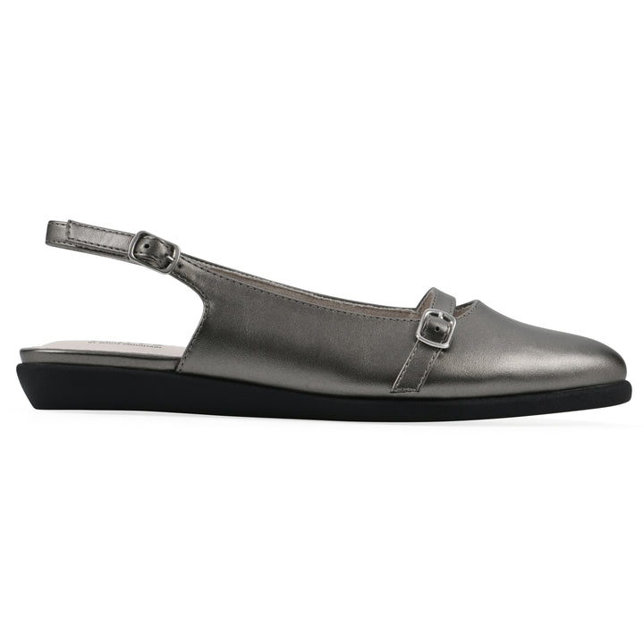 Miloni Slingback Flat - Pewter Metallic