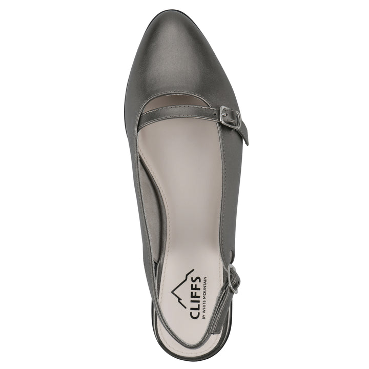 Miloni Slingback Flat - Pewter Metallic
