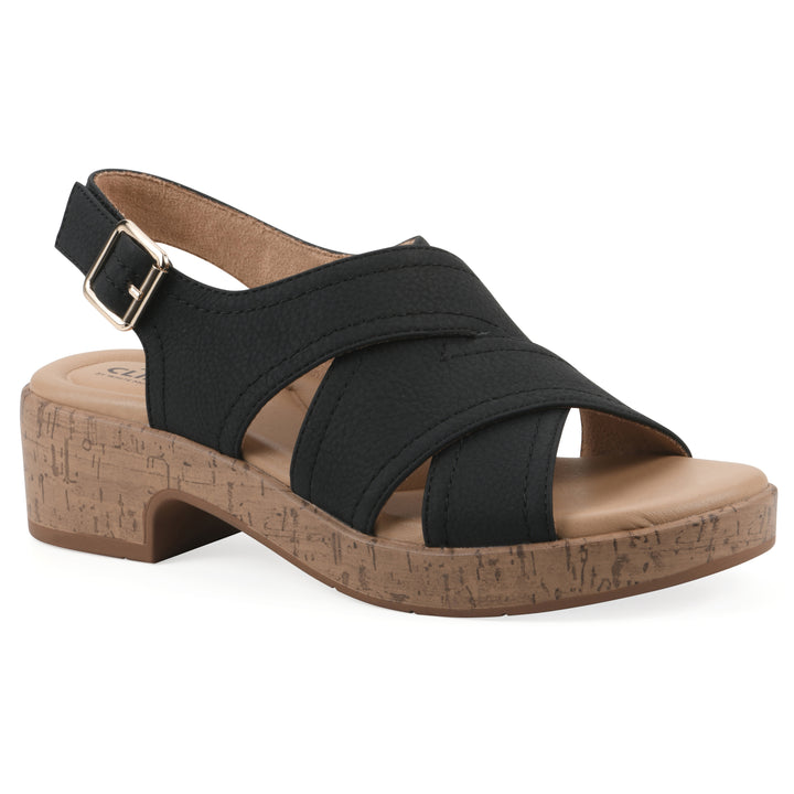 Finnlee Heeled Sandal - Black Faux Leather