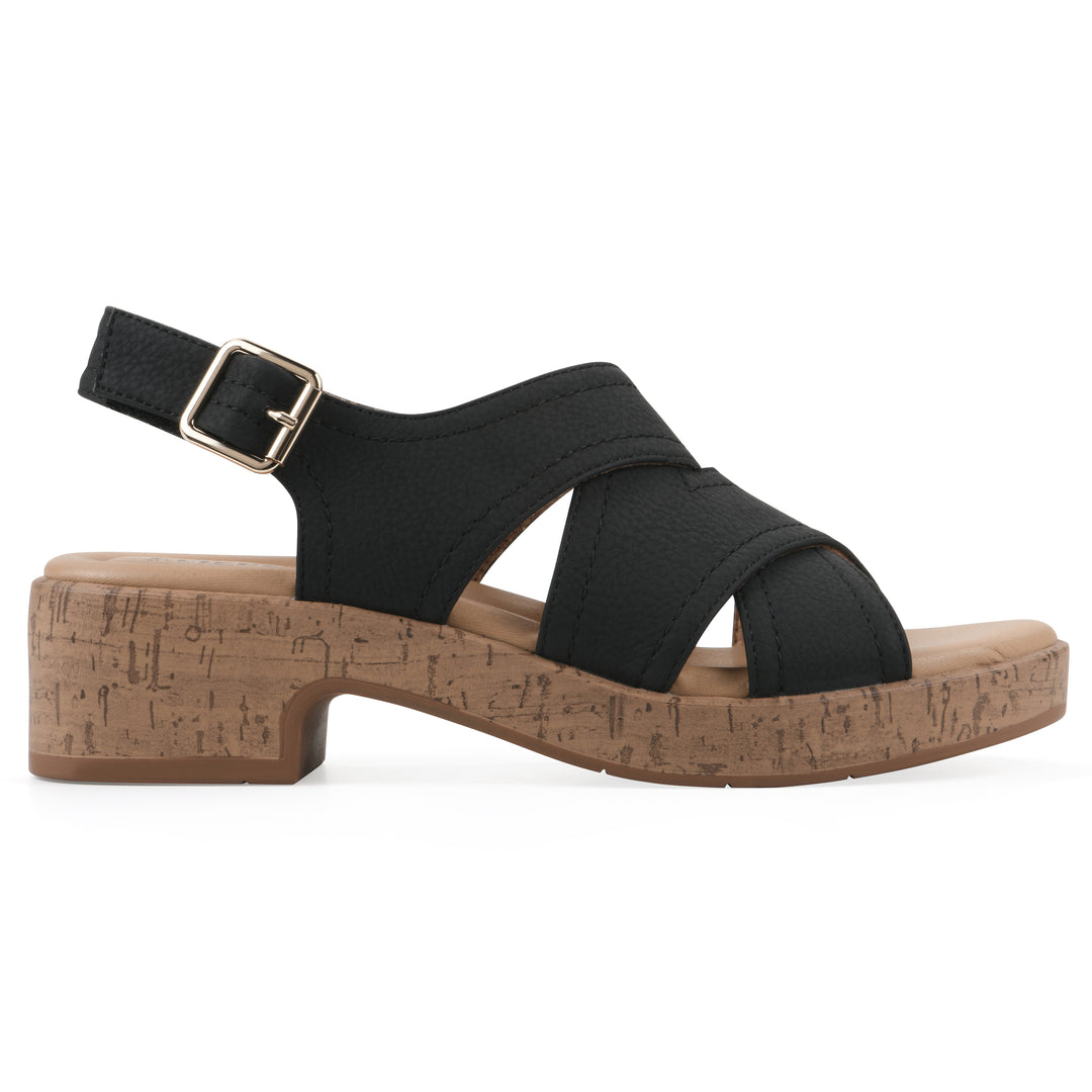 Finnlee Heeled Sandal - Black Faux Leather