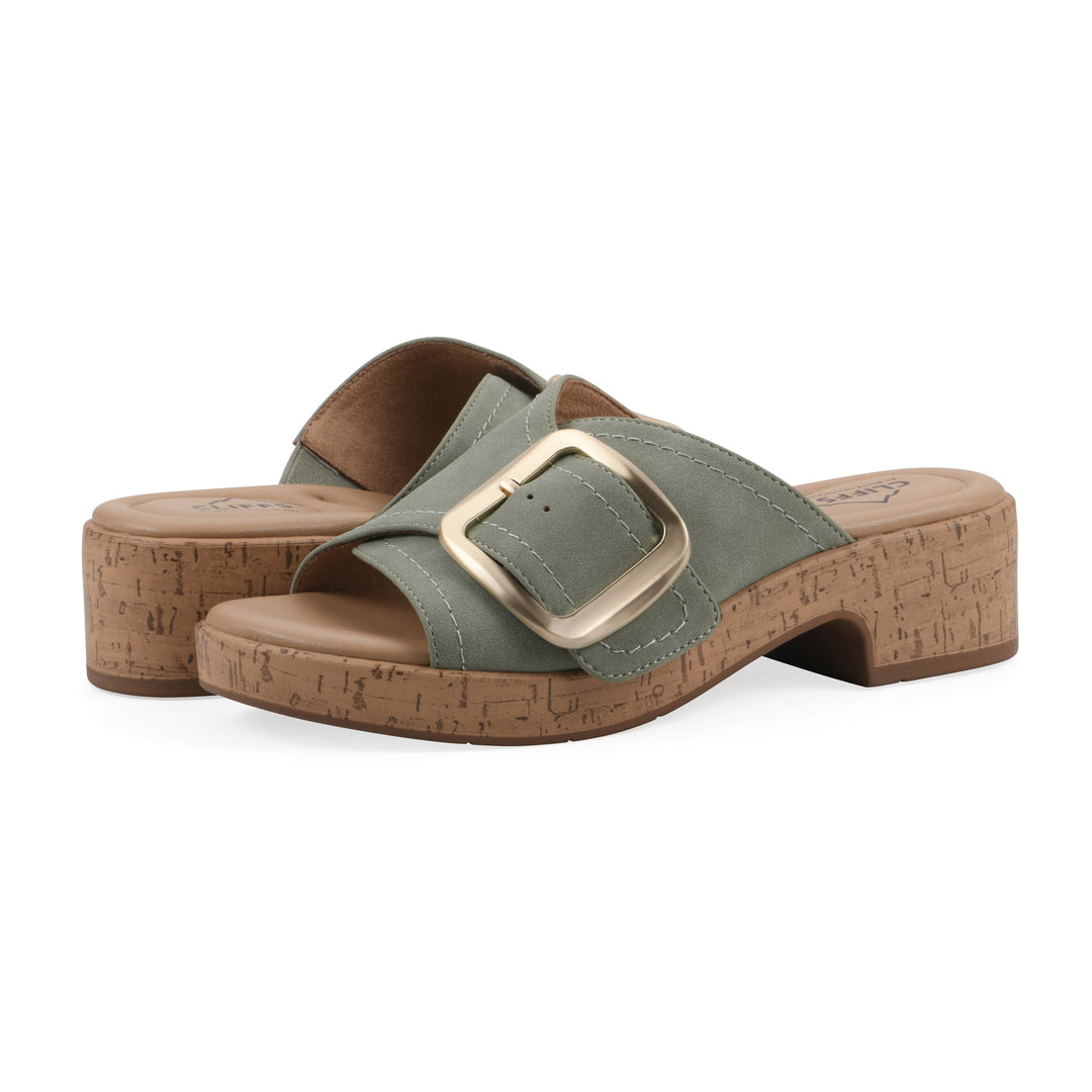 Filipa Heeled Sandal - Sage Faux Leather