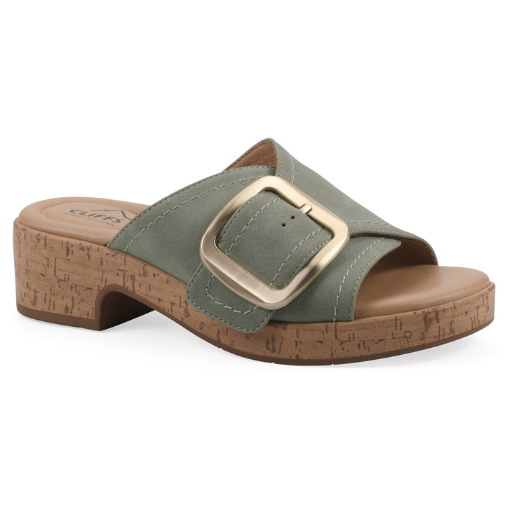 Filipa Heeled Sandal - Sage Faux Leather