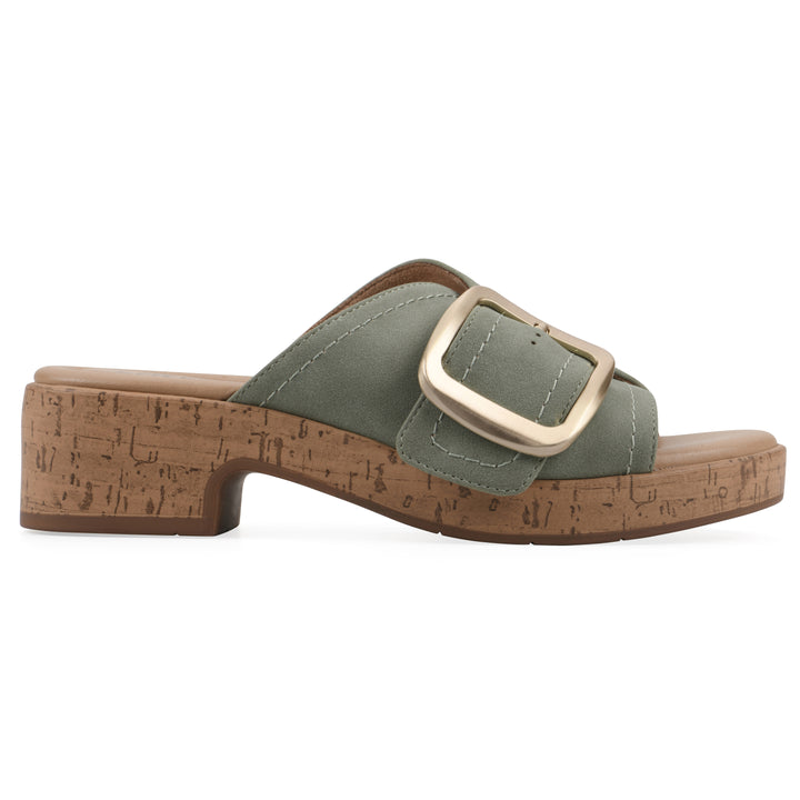 Filipa Heeled Sandal - Sage Faux Leather