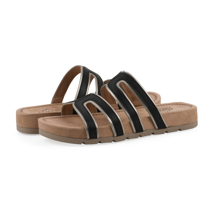 Tinarose Sandal - Black with Pale Gold