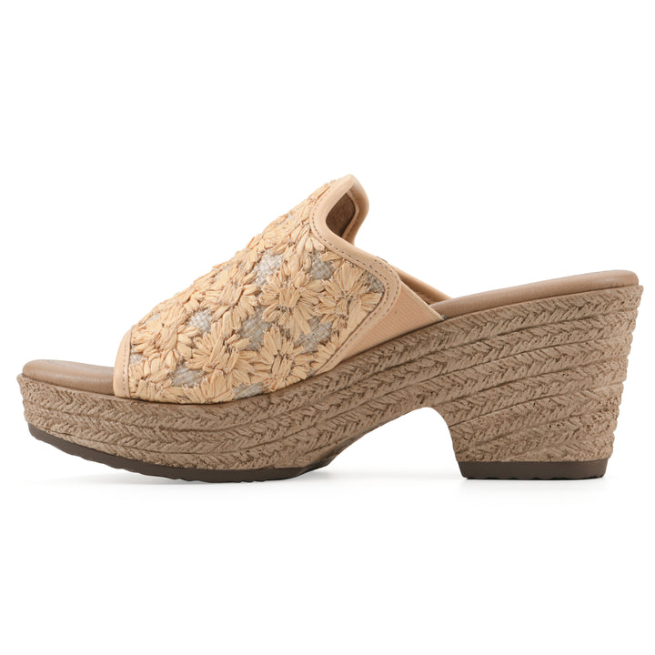 Bizzie Heeled Sandal - Mustard Fabric