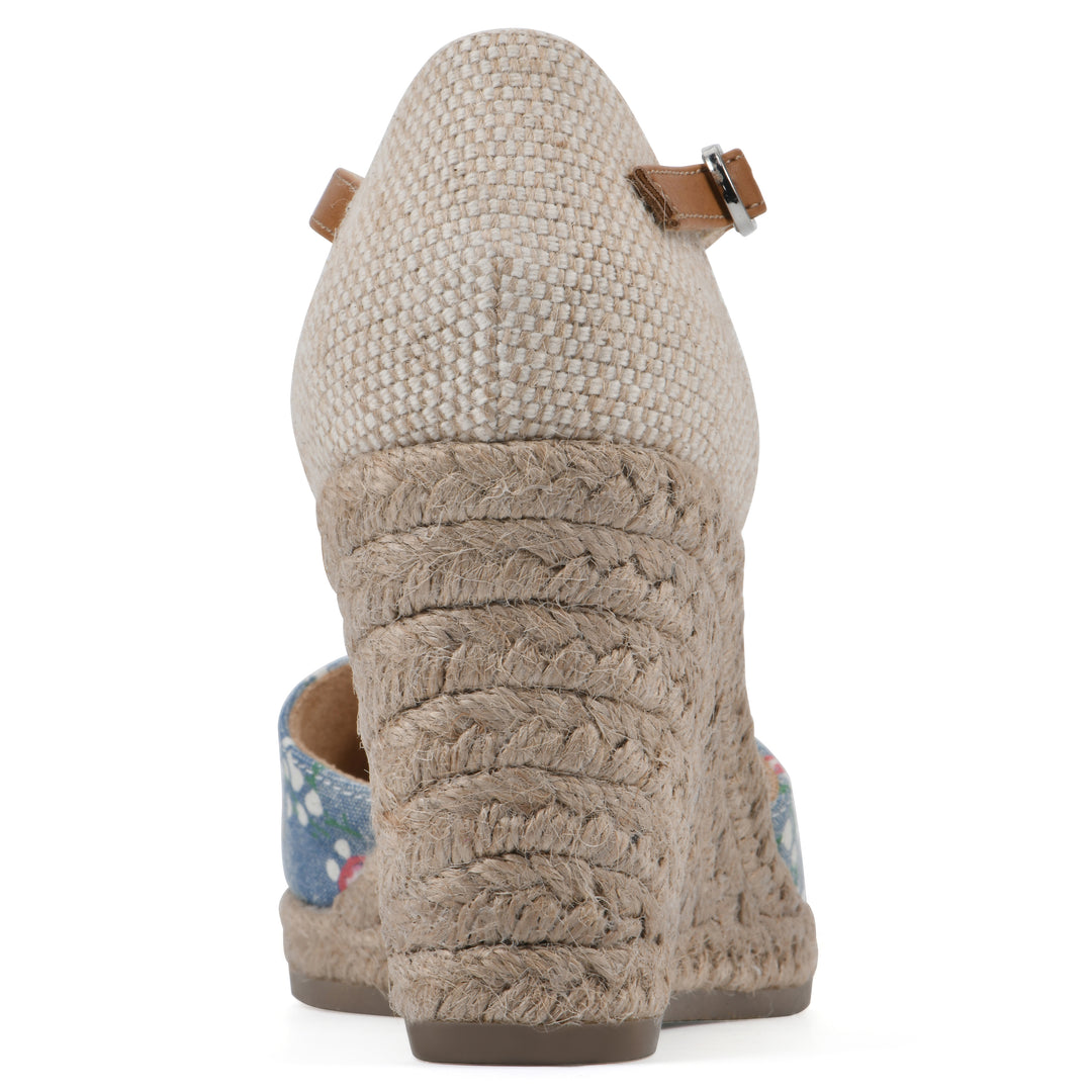 Mamba Wedge - Light Blue Floral Print Denim