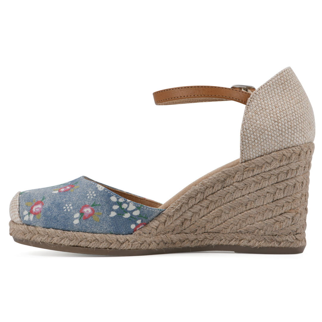 Mamba Wedge - Light Blue Floral Print Denim