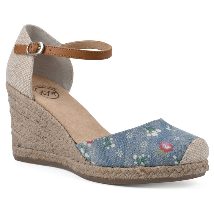 Mamba Wedge - Light Blue Floral Print Denim